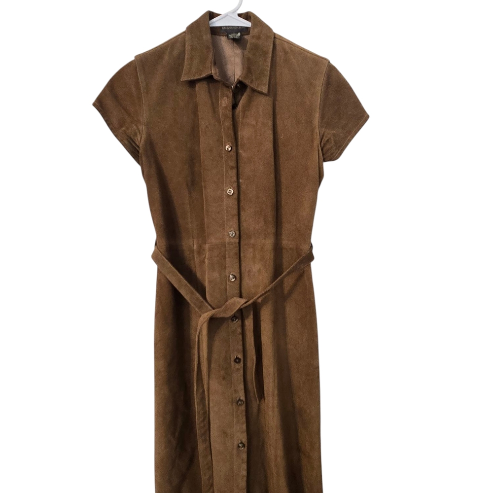 Vintage Banana Republic Brown Suede Button-Down Dress